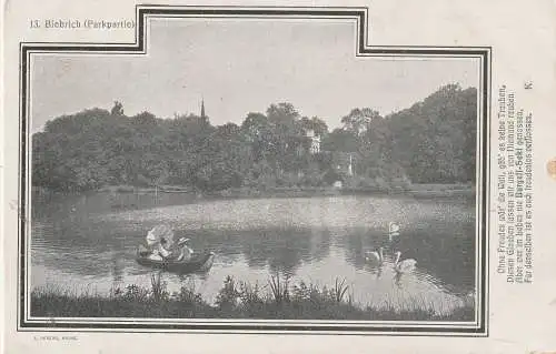 6200 WIESBADEN - BIEBRICH, Parkpartie, Gedicht, ca. 1900