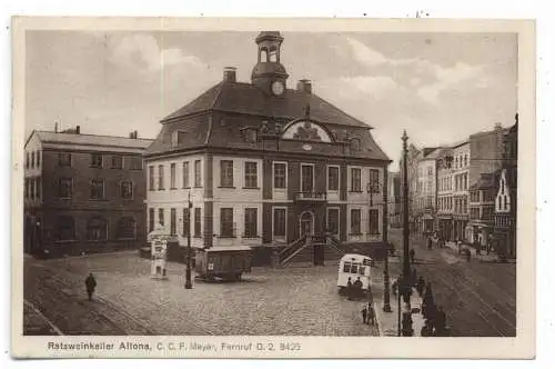 [Ansichtskarte] 2000 HAMBURG - ALTONA, Ratsweinkeller im Rathaus, Bushaltestelle, 1932, Verlag Fromberg. 