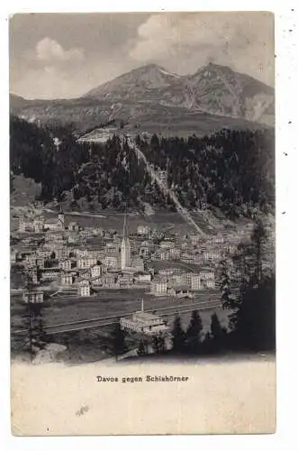 [Ansichtskarte] CH 7260 DAVOS GR gegen Schlahörner, 1909, Verlag Tomaszewski. 