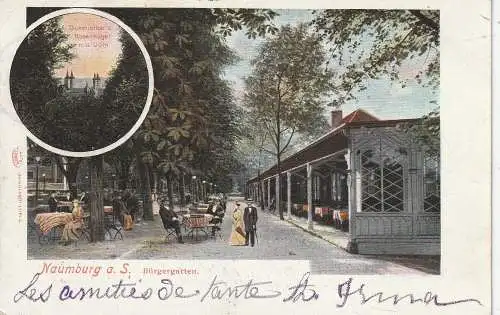 [Ansichtskarte] 0-4800 NAUMBURG, Bürgergarten, Durchblick vom Rosenhügel, 1901. 
