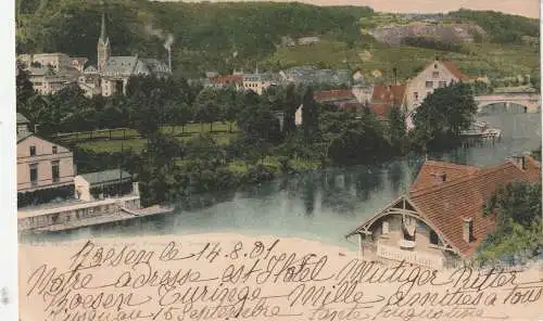 [Ansichtskarte] 0-4800 NAUMBURG - BAD KÖSEN, RESTAURANT LORELEY an der Saale, 1904. 