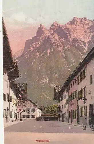 [Ansichtskarte] 8102 MITTENWALD, Dorfstrasse, Verlag Hayer - München. 