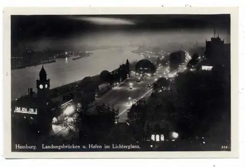 [Ansichtskarte] 2000 HAMBURG - ST. PAULI Landungsbrücken bei Nacht. 