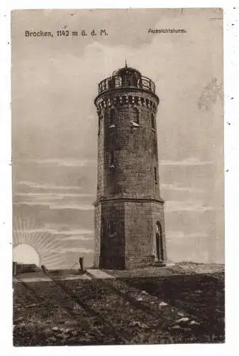 0-3706 WERNIGERODE, Brocken, Aussichtsturm bei Sonnenaufgang, 1927