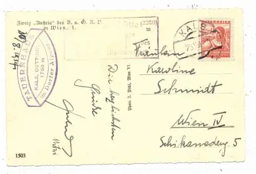 [Ansichtskarte] A 5723 STUBACH, Rudolfshütte, 1937. 