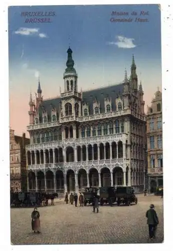 [Ansichtskarte] B 1000 BRÜSSEL, Maison de Roi, Taxen, Droschken, 1915, deutsche Feldpost. 