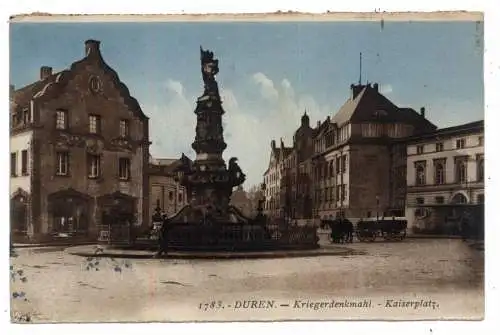 [Ansichtskarte] 5160 DÜREN, Kaiserplatz, Kriegerdenkmal, 1920. 