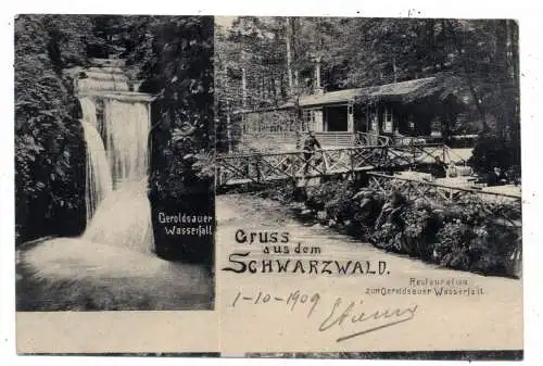 [Ansichtskarte] 7570 BADEN - BADEN - GEROLDSAU, Wasserfall, Gaststätte, 1909. 