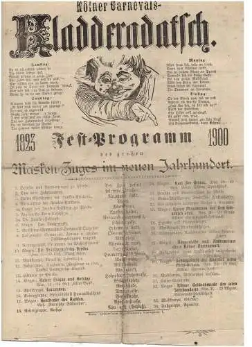 [Ansichtskarte] 5000 KÖLN, KARNEVAL, "Kölner Carnevals - Kladderadatsch", 1900, 4-seitig, altersbedingte Erhaltung. 