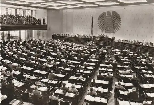 [Ansichtskarte] 5300 BONN - GRONAU, Bundestag Plenarsaal, Bundestagsdebatte. 