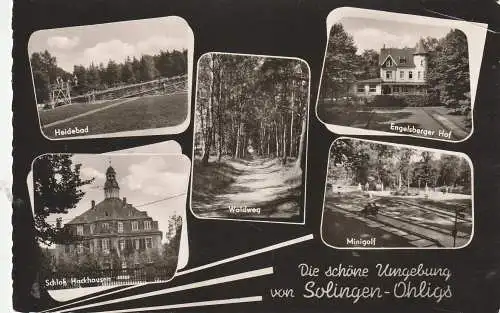 [Ansichtskarte] 5650 SOLINGEN - OHLIGS, Heidebad, Minigolf, Engelsberger Hof, Schloß Hackhausen... 1962. 