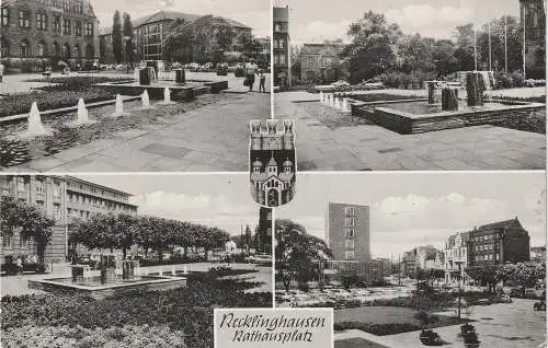 [Ansichtskarte] 4350 RECKLINGHAUSEN, Rathausplatz, 4 Ansichten, 1967. 