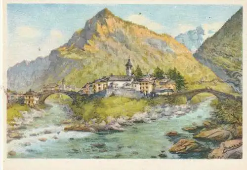 CH 6676 BIGNASCO - CAVERGNO TI, Künstler-Karte Prof. Mazzoni