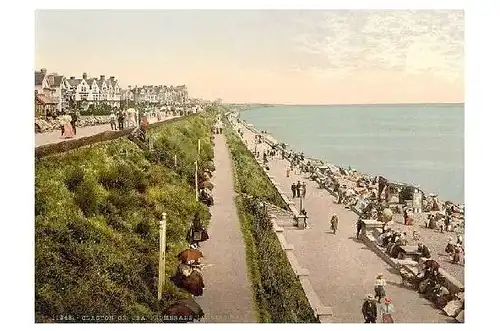 Altes Photochrome-Farbfoto Strandpromenade in Clacton on Sea (Neudruck als Postkarte)
