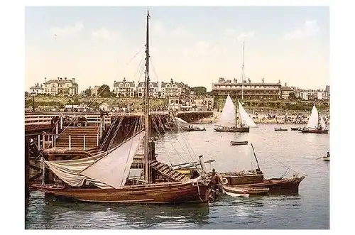 Altes Photochrome-Farbfoto Teilansicht von Clacton on Sea (Neudruck als Postkarte)