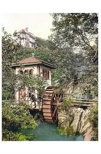 Altes Photochrome-Farbfoto Mühle von Groudle Glen auf der Insel Man (Neudruck als Postkarte)