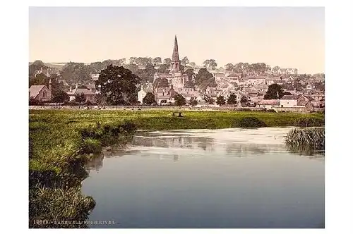 Altes Photochrome-Farbfoto Panorama von Bakewell (Neudruck als Postkarte)