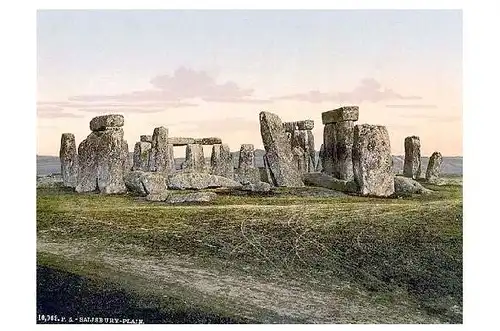 Altes Photochrome-Farbfoto Ansicht von Stonehenge (Neudruck als Postkarte)