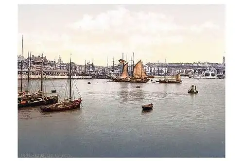 Altes Photochrome-Farbfoto Hafen von Ramsgate (Neudruck als Postkarte)