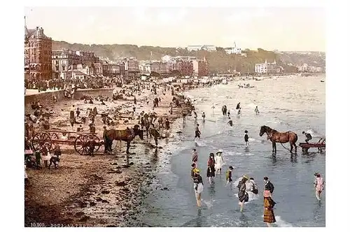 Altes Photochrome-Farbfoto Strand von Douglas auf der Insel Man (Neudruck als Postkarte)