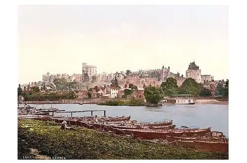 Altes Photochrome-Farbfoto Ansicht von Windsor vom Fluß (Neudruck als Postkarte)