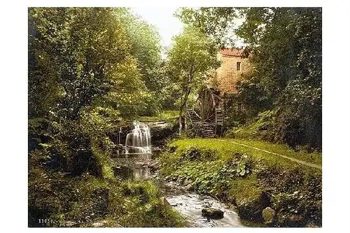 Altes Photochrome-Farbfoto Rigg Mühle bei Whitby (Neudruck als Postkarte)