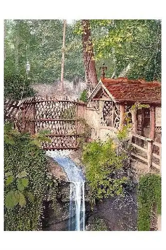 Altes Photochrome-Farbfoto Mühle bei Shanklin auf der Insel Wight (Neudruck als Postkarte)