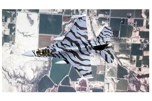 Farbfoto F 16 mit Tarnlackierung in der Luft (Neudruck als Postkarte)