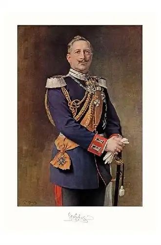 Altes Gemälde Kaiser Wilhelm II. von Deutschland und König von Preußen (Neudruck als Postkarte)