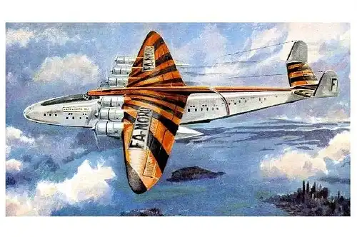 Alte Künstlerkarte Flugboot Latecoere 631 im Flug (Neudruck als Postkarte)