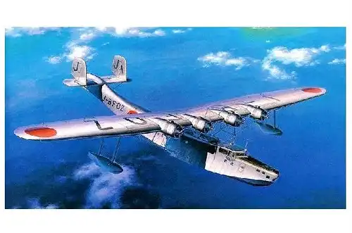 Alte Künstlerkarte Japanisches viermotoriges Flugboot Kawanishi H6K (Neudruck als Postkarte)