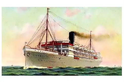 Alte Künstlerkarte Passagierschiff des Koninklijke Rotterdamsche Lloyd (Neudruck als Postkarte)