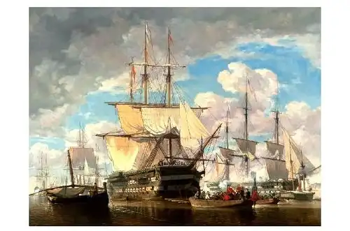 Alte Künstlerkarte Schaumburg - Schiffe auf See (Neudruck als Postkarte)