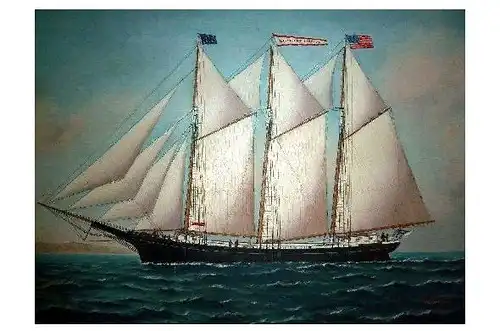 Alte Künstlerkarte Amerikanisches Segelschiff (Neudruck als Postkarte)