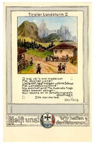 Alte Künstlerkarte Tiroler Landsturm II (Neudruck als Postkarte)