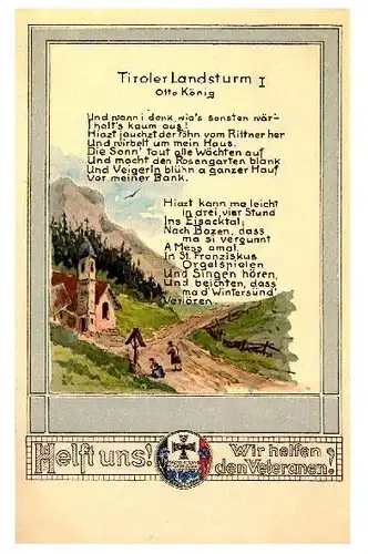 Alte Künstlerkarte Tiroler Landsturm I (Neudruck als Postkarte)