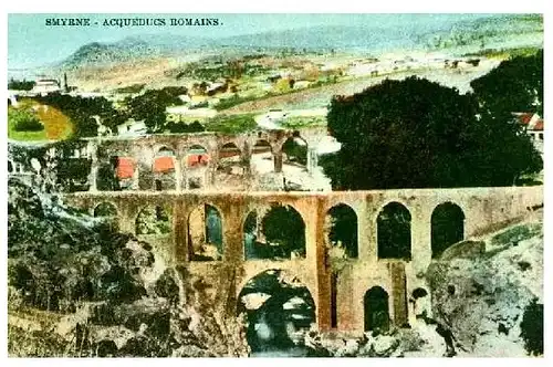 Alte Farbfoto-AK Römisches Aquädukt in Izmir (Neudruck als Postkarte)