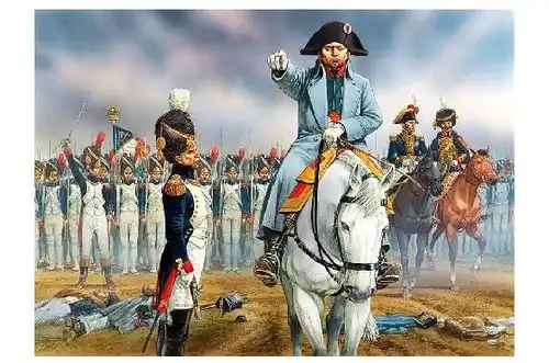 Alte Künstlerkarte Napoleon vor der Schlacht von Waterloo (Neudruck als Postkarte)