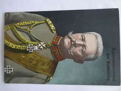 Patriotika, Feldpostkarte Generalfeldmarschall Paul von Hindenburg mit Orden 1915