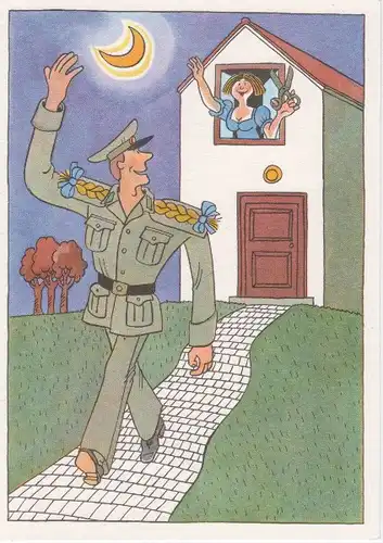 DDR NVA Postkarte Karikatur Beförderung