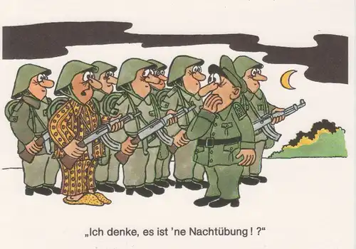DDR NVA Postkarte Karikatur Nachtübung
