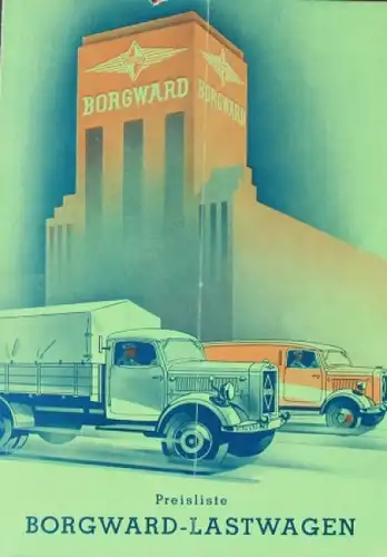 Borgward Lastwagen Preisliste 1939 Lastwagenprospekt