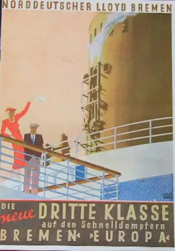 Norddeutsche Lloyd Dritte Klasse Europa 1936 Schiffsreedereiprospekt