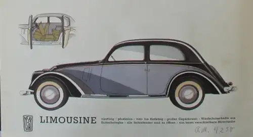 Fiat NSU Model 1500 Automobilprospekt 1938