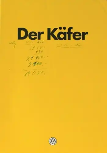 Volkswagen Käfer Modellprogramm 1984 Automobilprospekt