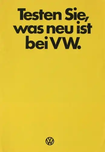 Volkswagen Käfer &quot;Testen Sie was neu ist&quot; 1973 Automobilprospekt