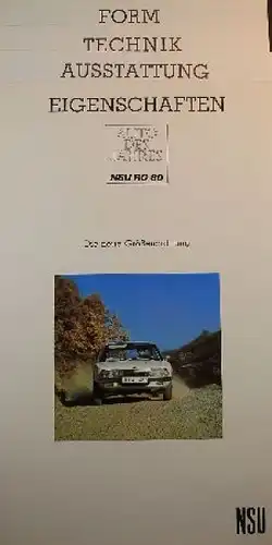 NSU RO 80 Modellprogramm 1967 Automobilprospekt