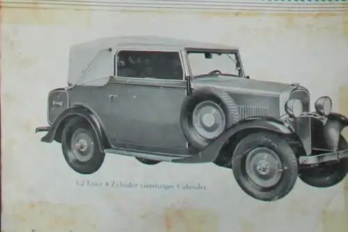Opel Modellprogramm 1928 Automobilprospekt