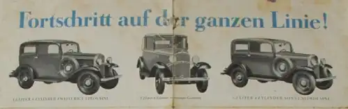 Opel Modellprogramm 1928 Automobilprospekt