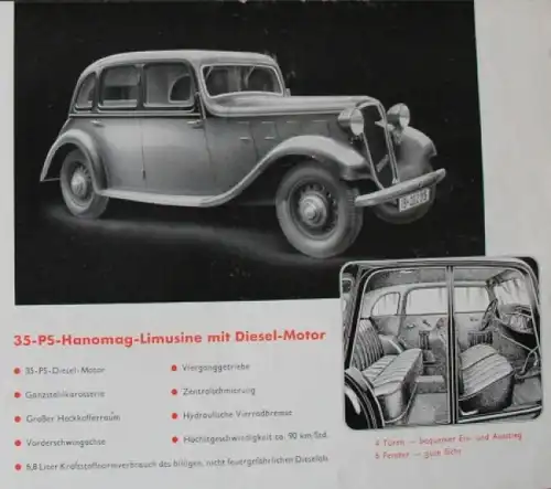 Hanomag Diesel Personenwagen 1939 Automobilprospekt